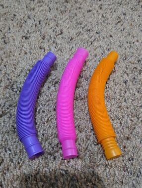 Kids Flexible Pop Tube Fidget Toy - Purple, Pink, Orange